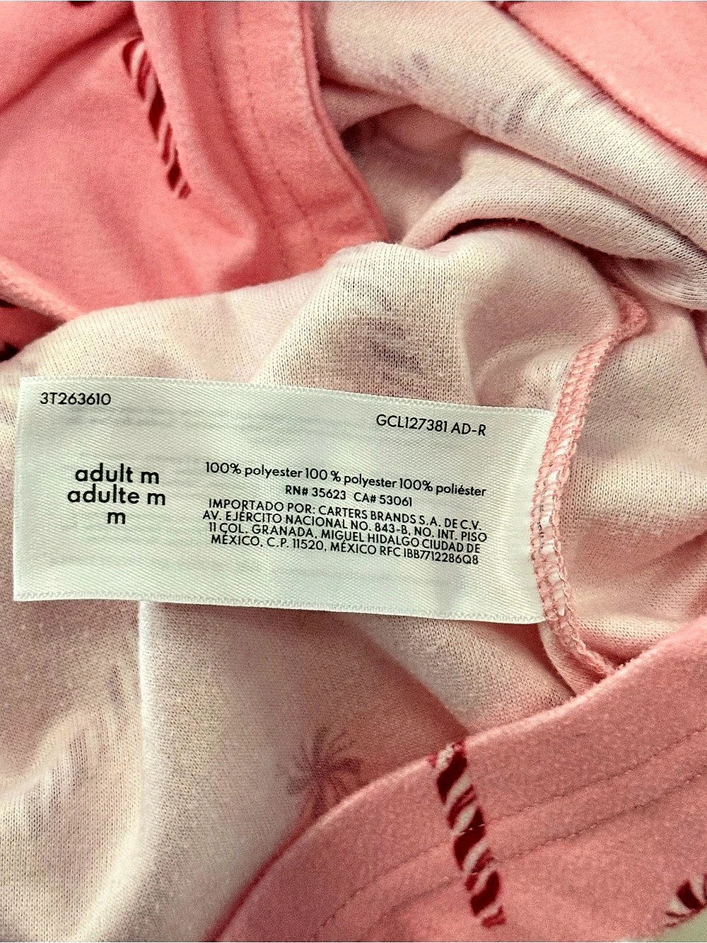 Carter’s Adult M Pink Candy Cane Peppermint Christmas Pajama Set Button Front - Picture 6 of 12